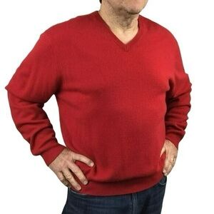 Club Room V-Neck Sweater in Bold Red